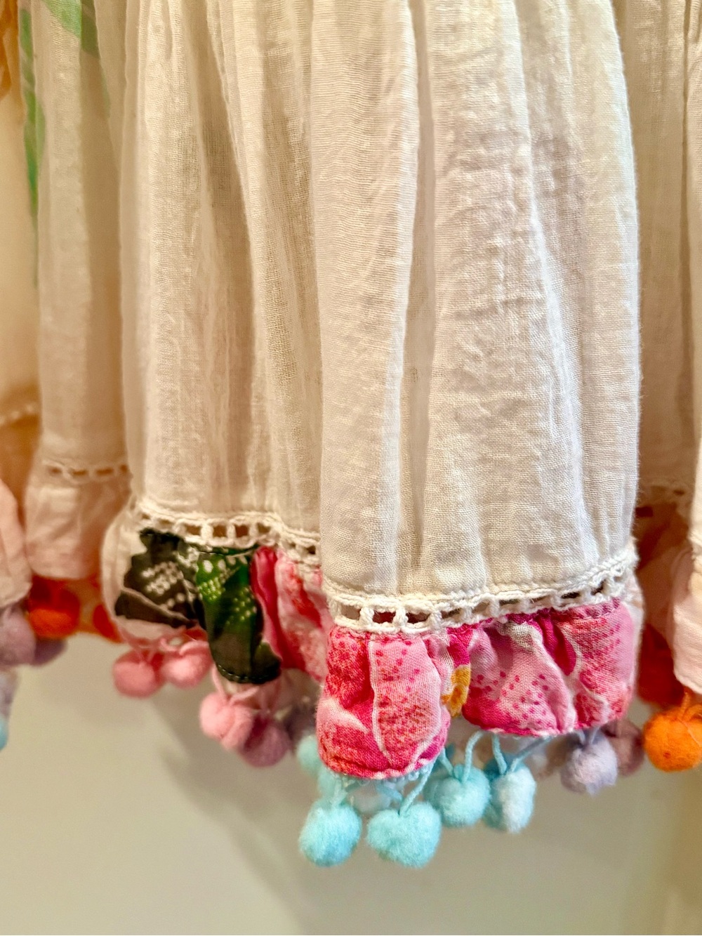 Floral White Tiered Maxi Dress with Pink & Orange Blooms - Picture 14 of 15